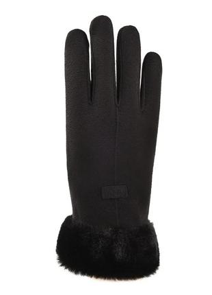 Женские замшевые перчатки fashion сенсор подкладка мех черные4 фото