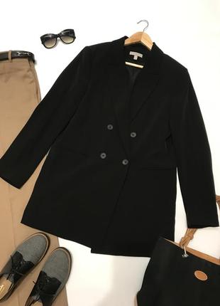 Удлиненный двубортный пиджак жакет блейзер прямого свободного кроя1 фото