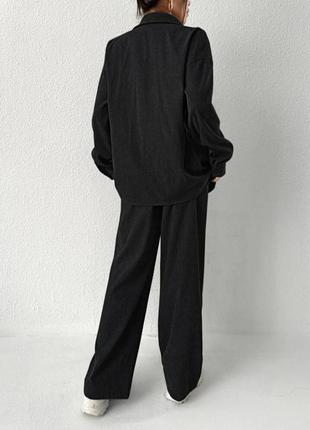 Демисезонный вельветовый, повседневный, женский костюм рубашка и брюки клеш, трубы3 фото