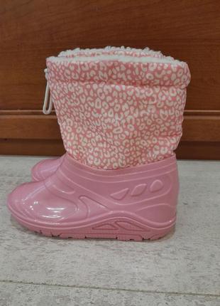 Нові рожеві резинові утеплені чоботи чобітки2 фото