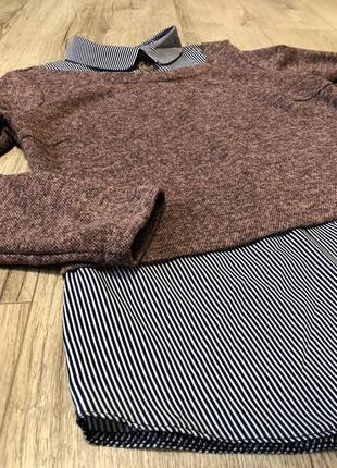 Женская кофта с эмитацией рубашки, кофта, светер, жилет7 фото