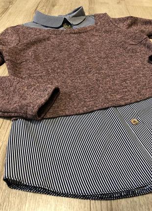Женская кофта с эмитацией рубашки, кофта, светер, жилет6 фото