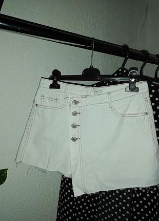 Юбка-шорты деним молочные