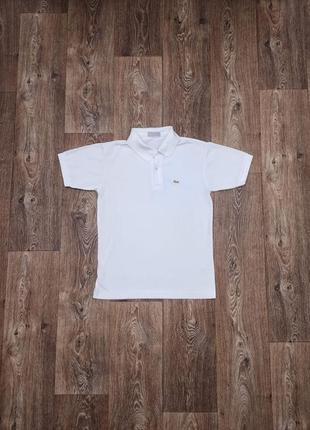 Базовое стильное футболка поло фирменное белого цвета lacoste оригинал2 фото