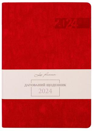 Щоденник датований 2024 рік, а5 формату червоний, leo planner boss інтегральна обкладинка1 фото