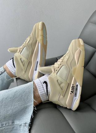 Кроссовки женские jordan 4 off white beige1 фото