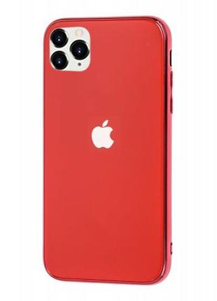 Чохол накладка на iphone 11 pro max glass case logo скляний red