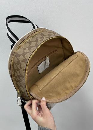 Брендованый светлый женский рюкзак портфель coach large кожаный на два отделение популярная модель топ подарок3 фото