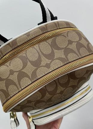 Брендованый светлый женский рюкзак портфель coach large кожаный на два отделение популярная модель топ подарок5 фото