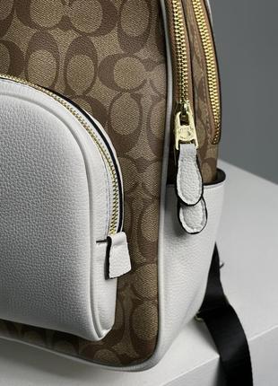 Брендованый светлый женский рюкзак портфель coach large кожаный на два отделение популярная модель топ подарок8 фото