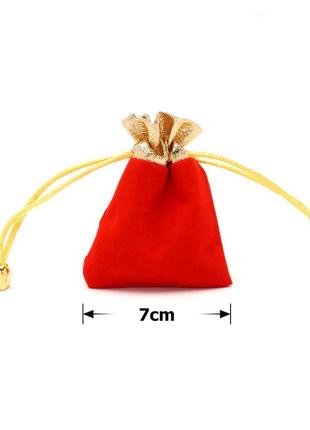 Подарочный мешочек 7x9см велюровый на завязках красный