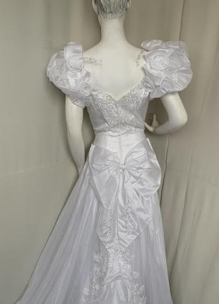 Винтаж свадебное плать с длинным шлейфом ретро 80-90х