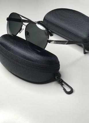 Мужские солнцезащитные очки polarized gucci в стиле авиатор капли полароид капельки черные с поляризацией гучи3 фото