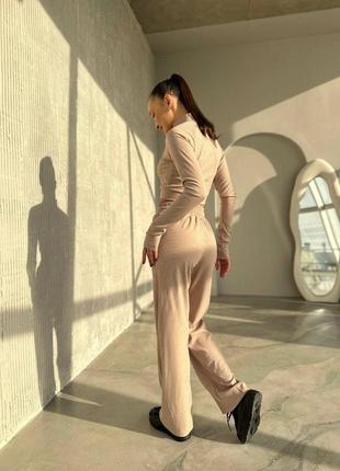 Универсальный костюм широкие брюки+укороченная кофта на молнии9 фото