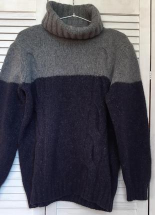 Мужской вязанный свитер, вязка косы,  из шерсти италия lewis1 фото