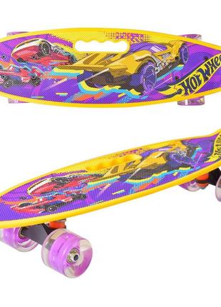 Детский скейт пенни борд со светящимися колесами и ручкой penny board наляля4 фото