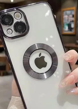 Силиконовый прозрачно-чорный чехол для iphone 14