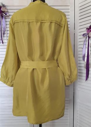 Шелковая удлиненная блуза под поясок цвета лайма george5 фото