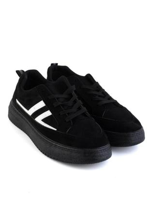 Стильные черные замшевые кроссовки кеды криперы модные1 фото