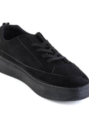 Стильные черные замшевые кроссовки кеды криперы модные2 фото