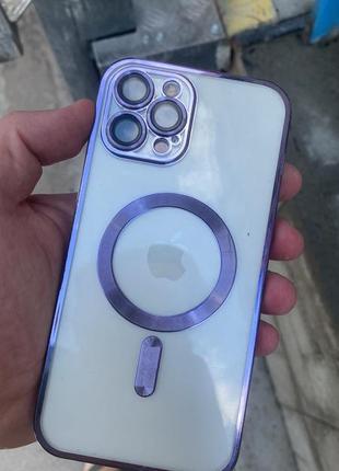 Прозрачно-фиолетовый чехол и стеклом на камеру для iphone 14 pro max5 фото