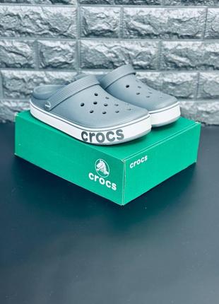 Мужские тапочки crocs серые шлепанцы крокс