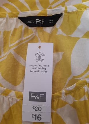 Натуральная блуза на пуговичках в принт тропические листья f&f4 фото