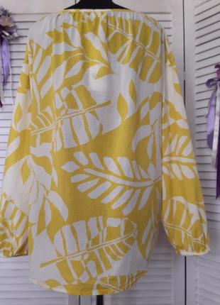 Натуральна блуза на ґудзиках у принт тропічне листя f&amp;f4 фото