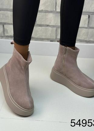 Жіночі демісезонні чоботи з натуральної шкіри і замші4 фото