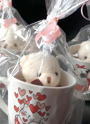 Подарочный набор чашка с брелком в виде мишки