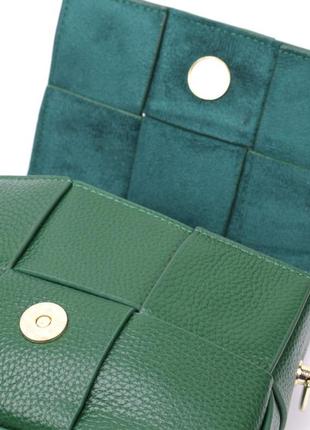 Компактная вечерняя сумка для женщин с переплетами из натуральной кожи vintage 22312 зеленая4 фото