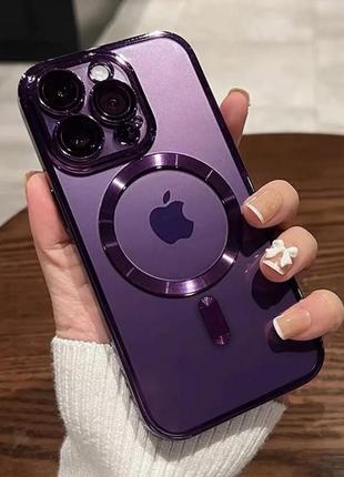 Прозрачно-фиолетовый чехол 2в1 magsafe для iphone 15 pro max3 фото