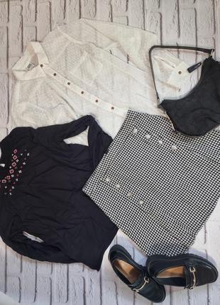 Спідниця, робочка vero moda, сумка, лофери h&m, сорочка