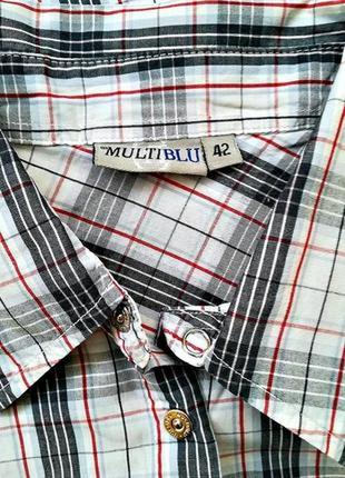 Комфортная рубашка с коротким рукавом в клетку модного немецкого бренда multiblu.3 фото