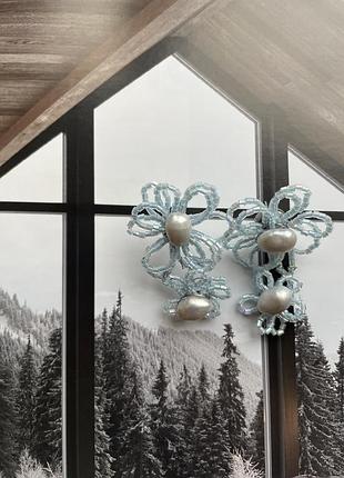 Серьги ручной работы из бисера и жемчужин