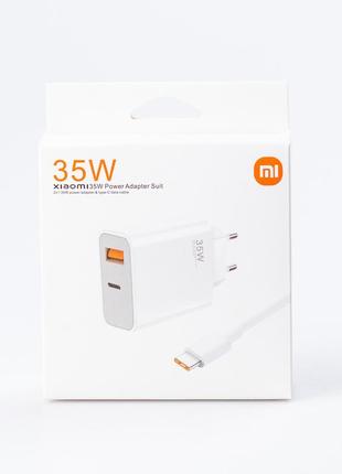 Адаптер питания xiaomi 35 вт usb-c/usb-a с кабелем type-c 35 вт