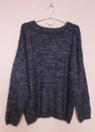Темно синий свитер травка батал, очень мягкий джемпер травака, кофта, кофточка, свитер 56-58 р.4 фото