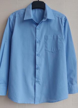 Рубашка george 6-7 лет 116-122 голубая для школьников длинный рукав джордж