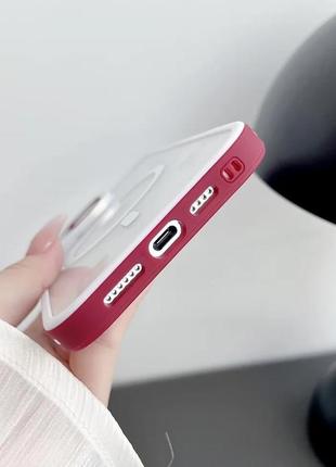 Чехол для iphone 14 matte red с поддержкой беспроводной зарядки magsafe2 фото