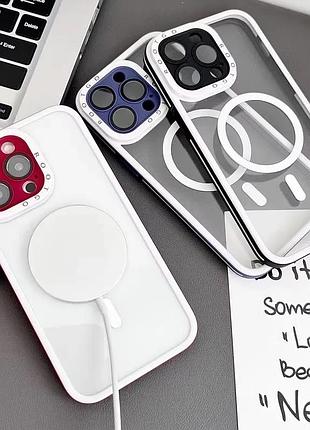 Чехол для iphone 14 matte red с поддержкой беспроводной зарядки magsafe