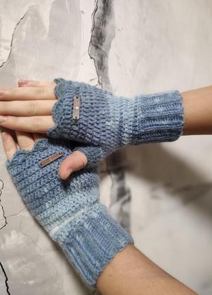 Митенки вязанные крючком