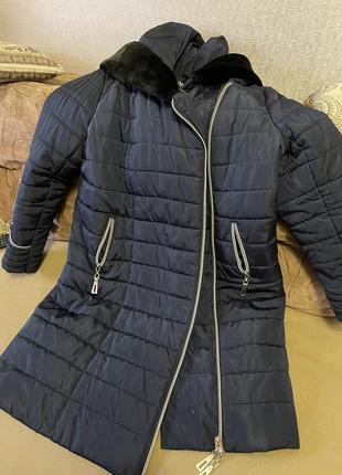 Пальто стьобане куртка з капюшоном імітація норки