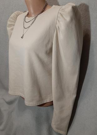 Трендовий жіночий лонгслів світшот джемпер zara рукави-буфи розмір l6 фото