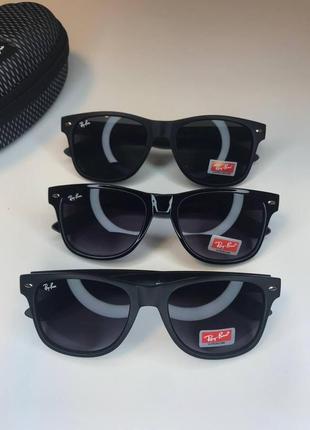 Солнцезащитные очки ray ban wayfarer рей бен вайфарер унисекс мужские женские черные поликарбонат4 фото