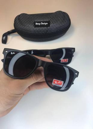 Солнцезащитные очки ray ban wayfarer рей бен вайфарер унисекс мужские женские черные поликарбонат2 фото