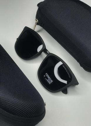 Мужские солнцезащитные очки porsche design порше полароид polaroid закругленные круглые с поляризацией черные9 фото