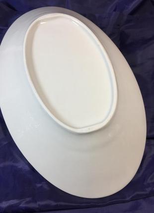 Сервировочная тарелка овальная белая глубокая фарфоровая н4199 355х220 мм.5 фото