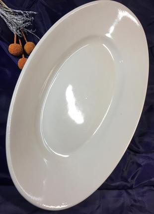 Сервировочная тарелка овальная белая глубокая фарфоровая н4199 355х220 мм.2 фото