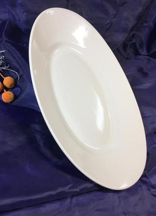Сервировочная тарелка овальная белая глубокая фарфоровая н4199 355х220 мм.3 фото