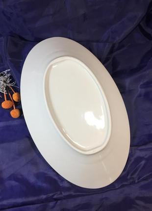 Сервировочная тарелка овальная белая глубокая фарфоровая н4199 355х220 мм.7 фото